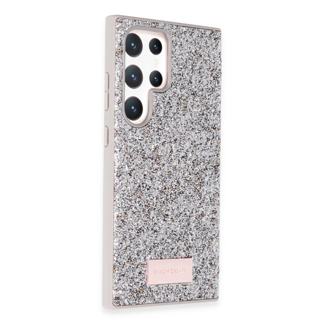 Onegif Samsung Galaxy S23 Ultra Bright Simli Kapak - Gümüş