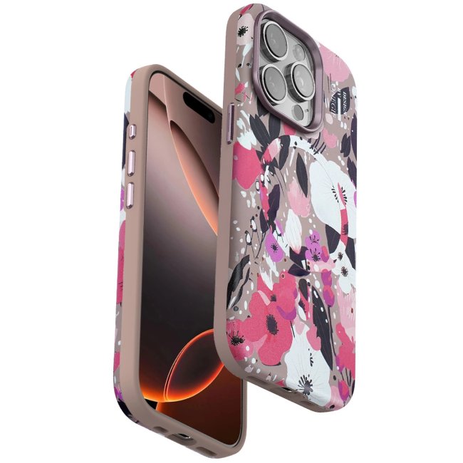 Onegif İphone 15 Pro Max Flower Series Magsafe Kapak - Pembe