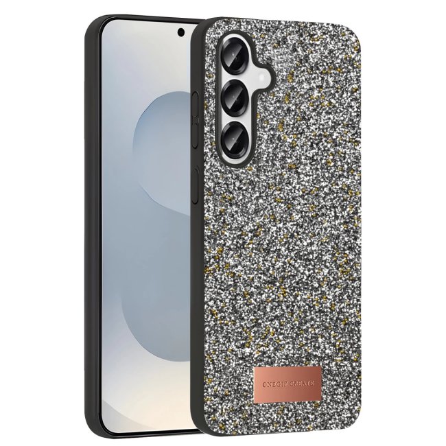 Onegif Samsung Galaxy S25 Plus Bright Simli Kapak - Gümüş