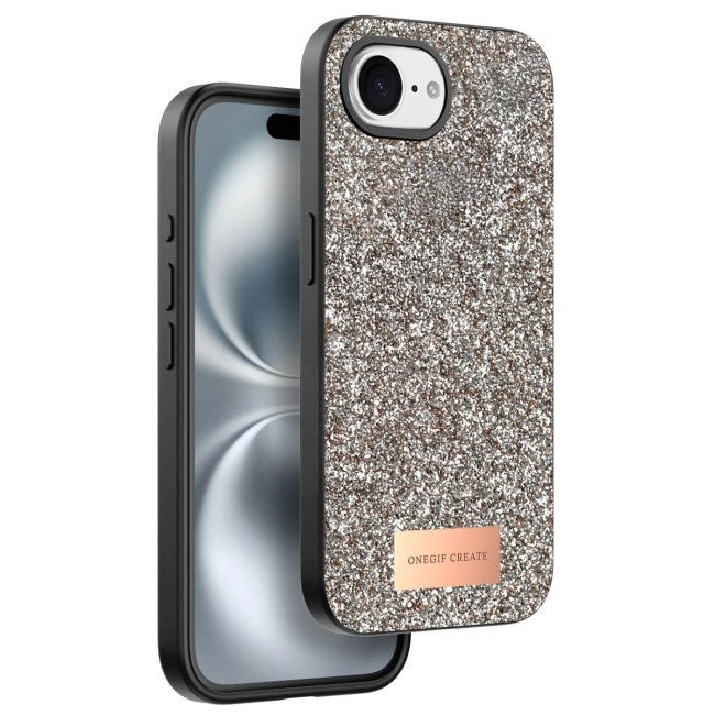 Onegif Apple İphone 16e Bright Simli Kapak - Gold