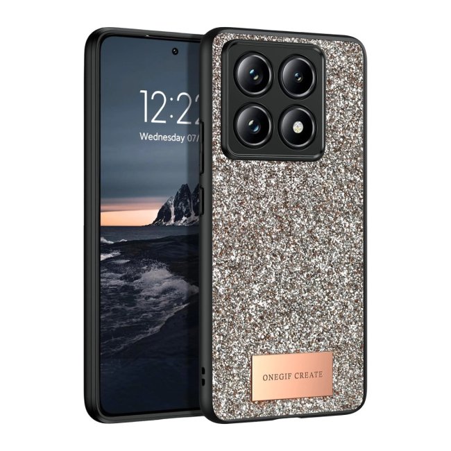 Onegif Xiaomi Mi 14t Pro Bright Simli Kapak - Gold