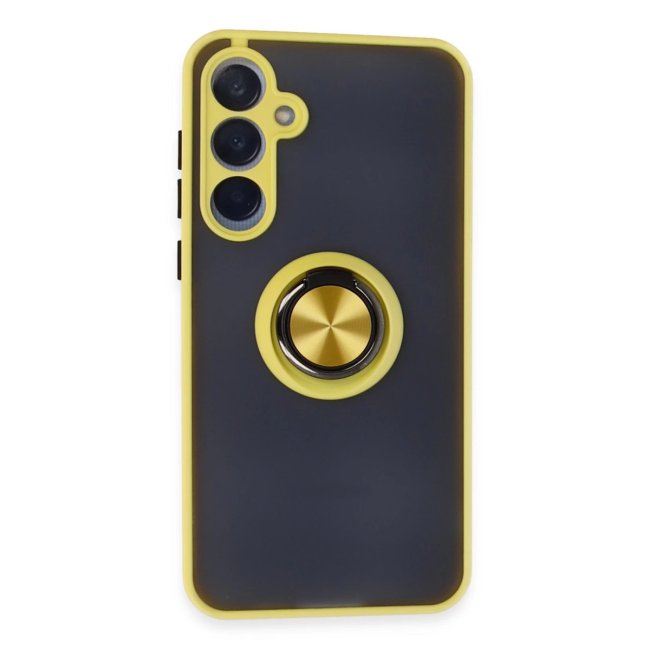 Samsung Galaxy A15 4g Kılıf Montreal Yüzüklü Silikon Kapak - Sarı