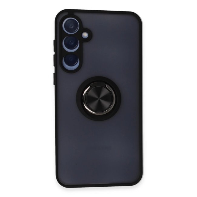 Samsung Galaxy A25 5g Kılıf Montreal Yüzüklü Silikon Kapak - Siyah