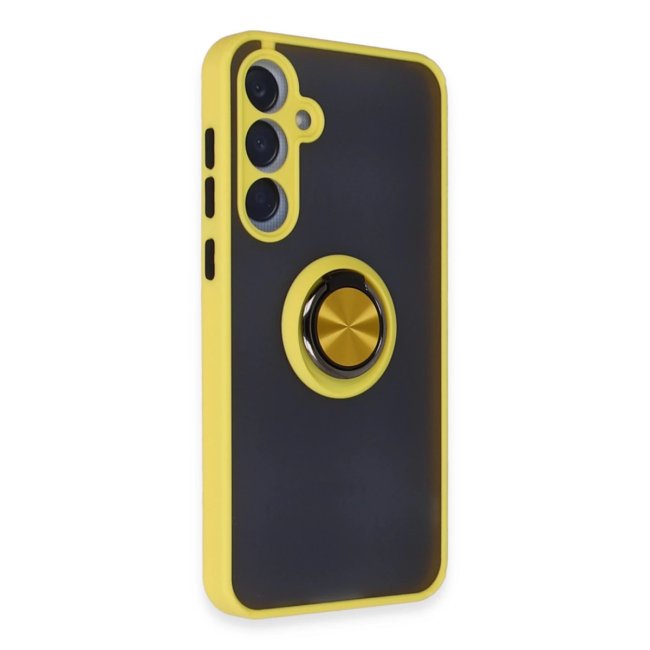 Samsung Galaxy A25 5g Kılıf Montreal Yüzüklü Silikon Kapak - Sarı