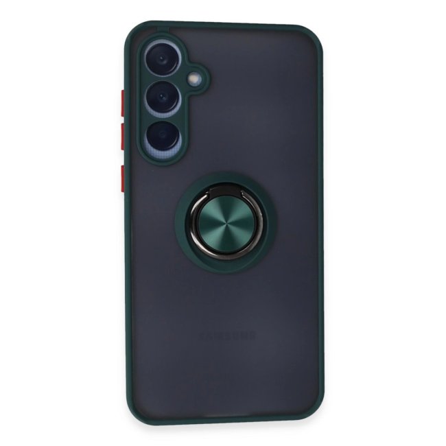 Samsung Galaxy A25 5g Kılıf Montreal Yüzüklü Silikon Kapak - Yeşil