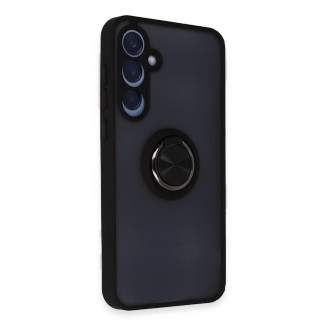 Samsung Galaxy A55 5g Kılıf Montreal Yüzüklü Silikon Kapak - Siyah