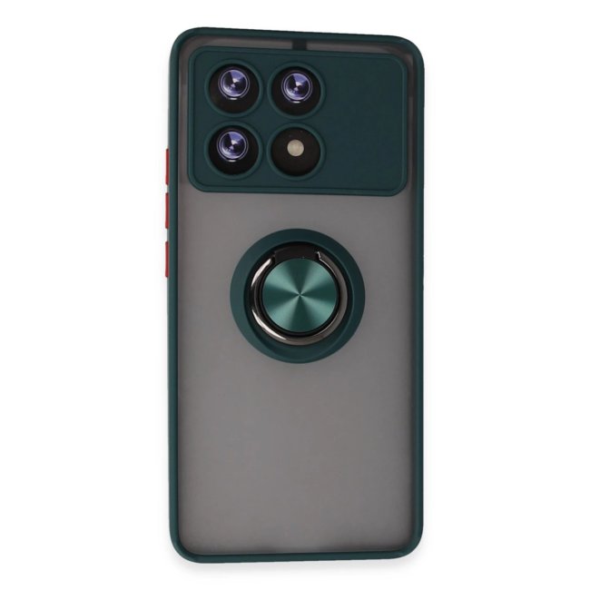 Xiaomi Poco X6 Pro Kılıf Montreal Yüzüklü Silikon Kapak - Yeşil
