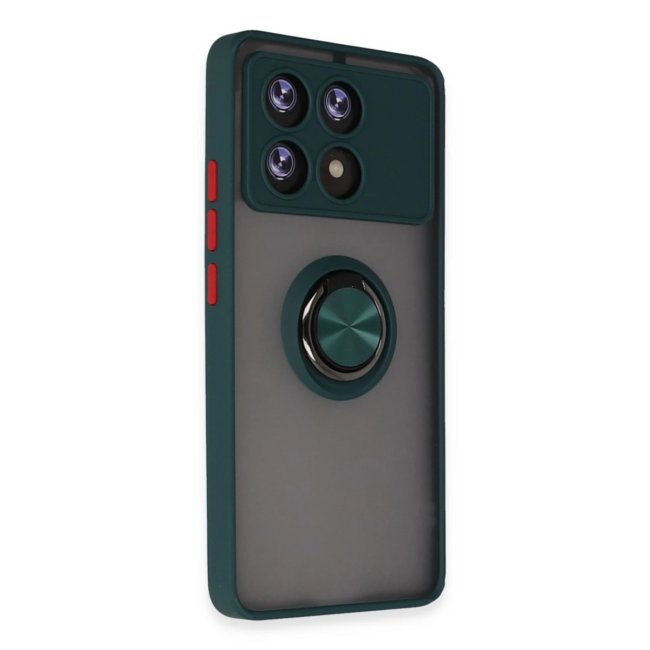 Xiaomi Poco X6 Pro Kılıf Montreal Yüzüklü Silikon Kapak - Yeşil