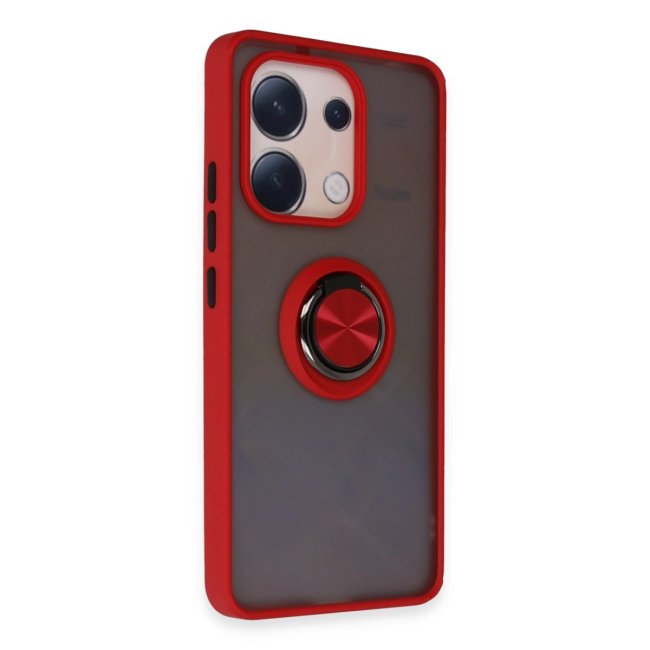 Xiaomi Redmi Note 13 4g Kılıf Montreal Yüzüklü Silikon Kapak - Kırmızı