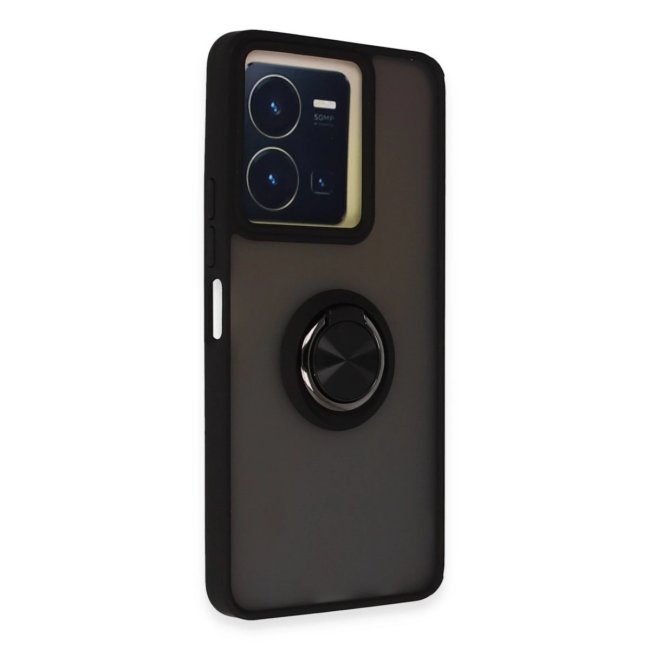 Vivo Y36 Kılıf Montreal Yüzüklü Silikon Kapak - Siyah