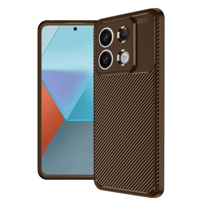 Xiaomi Redmi Note 13 Pro 4g Kılıf Auto Focus Karbon Kapak - Kahverengi