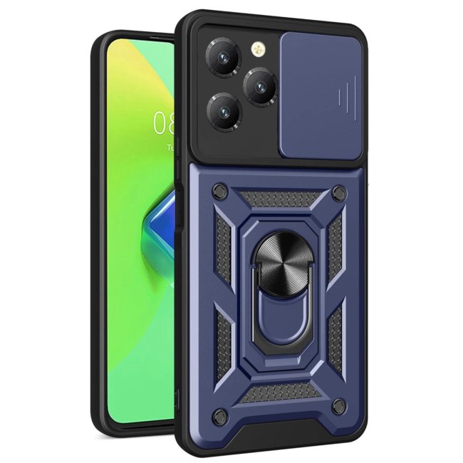 İnfinix Hot 40 Pro Kılıf Pars Lens Yüzüklü Silikon - Lacivert