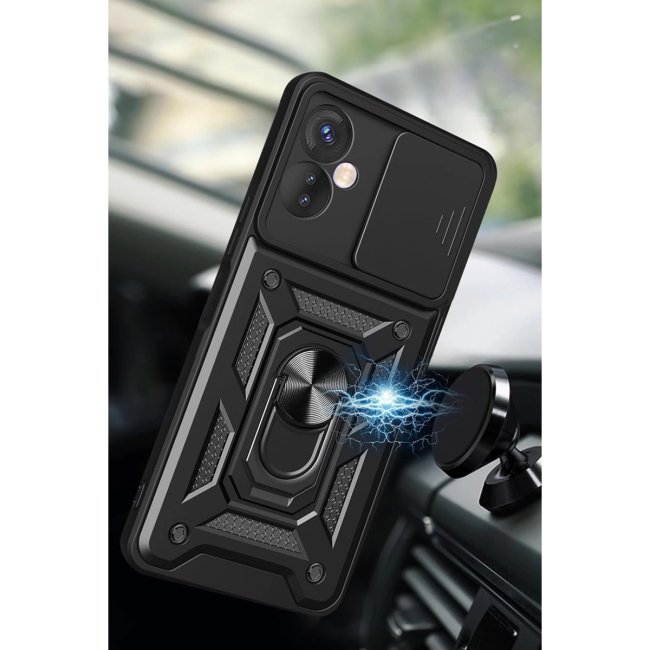 İnfinix Hot 30 5g Kılıf Pars Lens Yüzüklü Silikon - Kırmızı