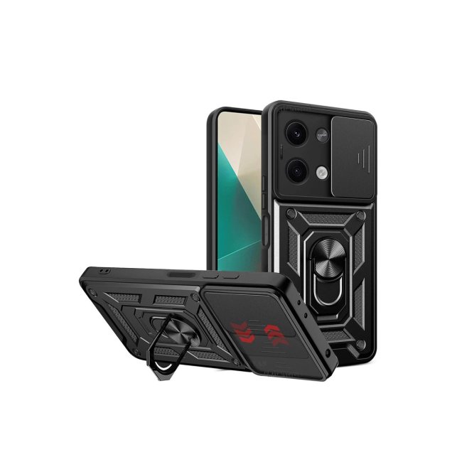 Xiaomi Poco X6 Kılıf Pars Lens Yüzüklü Silikon - Siyah