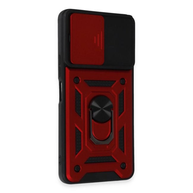 Vivo Y36 Kılıf Pars Lens Yüzüklü Silikon - Kırmızı