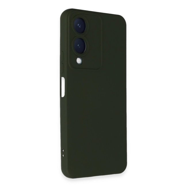 Vivo Y17s Kılıf Nano İçi Kadife Silikon - Koyu Yeşil