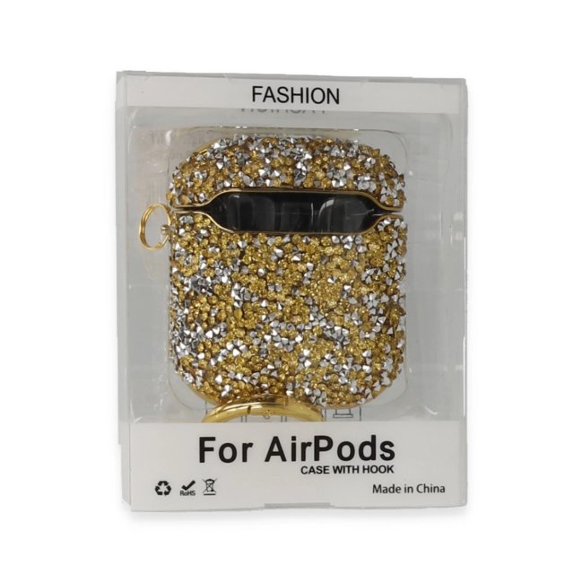 Airpods 2 (2.nesil) Mira Taşlı Kılıf - Gold