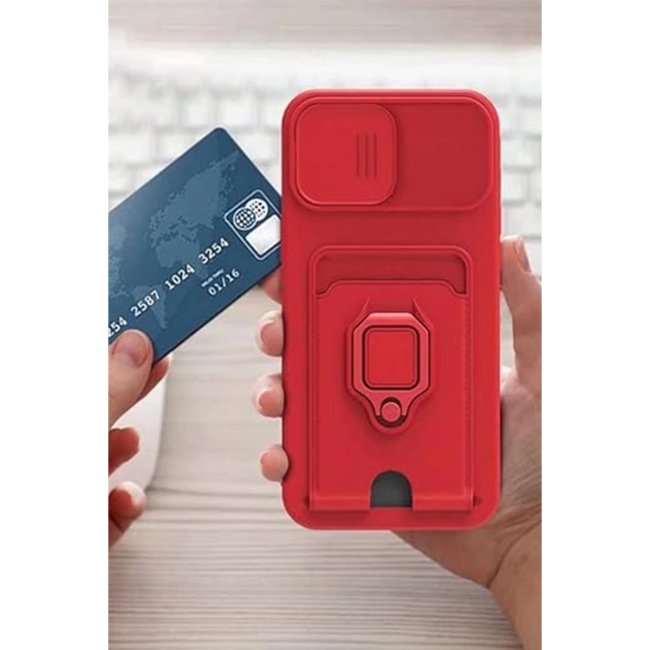 Xiaomi Redmi Note 13 Pro 5g Kılıf Zuma Kartvizitli Yüzüklü Silikon - Siyah