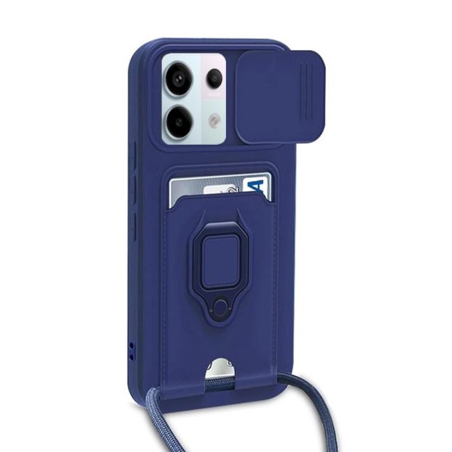 Xiaomi Redmi Note 13 Pro 5g Kılıf Zuma Kartvizitli Yüzüklü Silikon - Lacivert