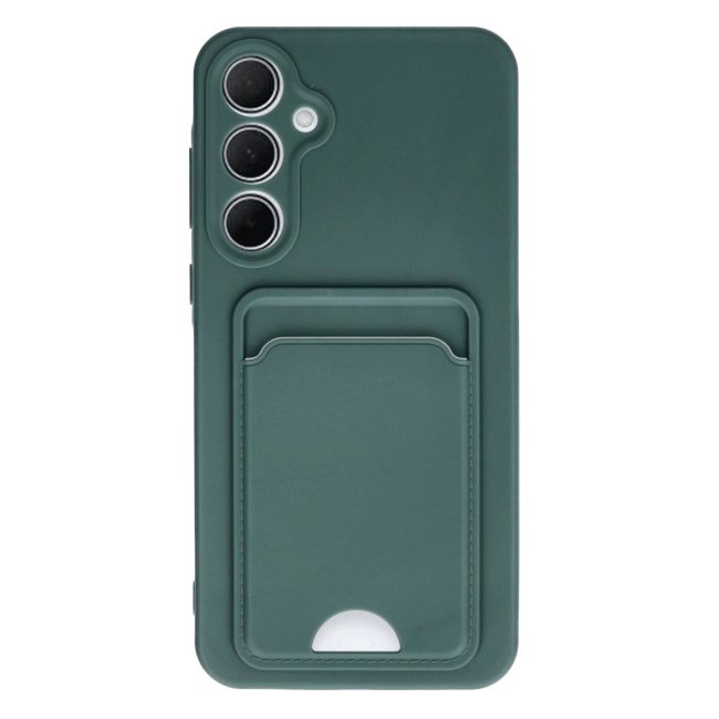 Samsung Galaxy A35 5g Kılıf Kelvin Kartvizitli Silikon - Koyu Yeşil