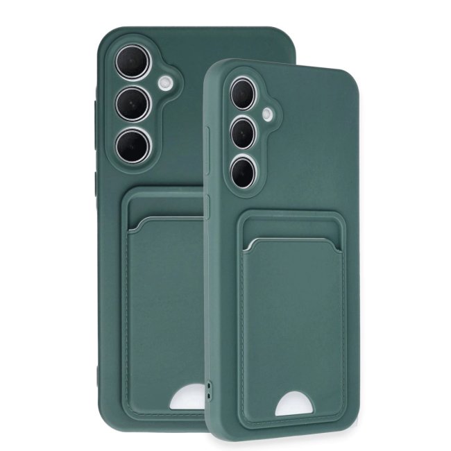 Samsung Galaxy A35 5g Kılıf Kelvin Kartvizitli Silikon - Koyu Yeşil