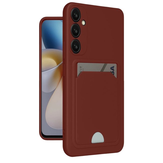 Samsung Galaxy A55 5g Kılıf Kelvin Kartvizitli Silikon - Bordo