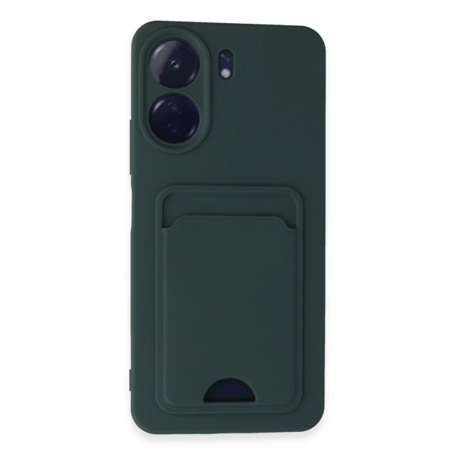 Xiaomi Redmi 13c Kılıf Kelvin Kartvizitli Silikon - Koyu Yeşil