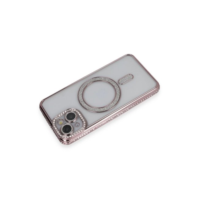 İphone 14 Kılıf Joke Simli Magneticsafe Kılıf - Pembe