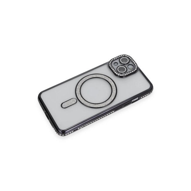 İphone 13 Kılıf Joke Simli Magneticsafe Kılıf - Siyah