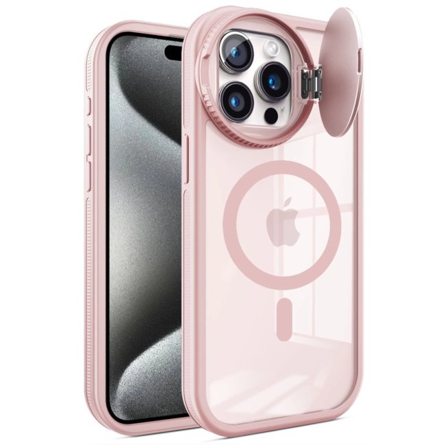 İphone 14 Pro Max Kılıf Teleskop Lens Magsafe Silikon Kapak - Pembe