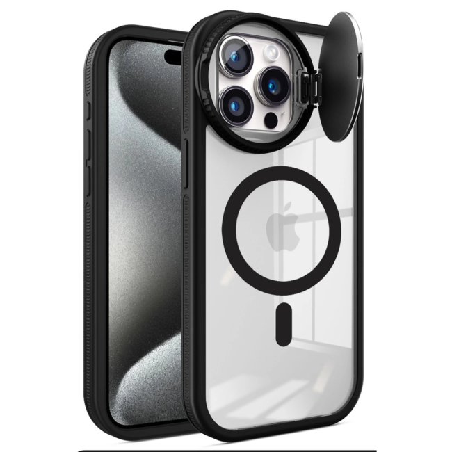 İphone 15 Pro Kılıf Teleskop Lens Magsafe Silikon Kapak - Siyah