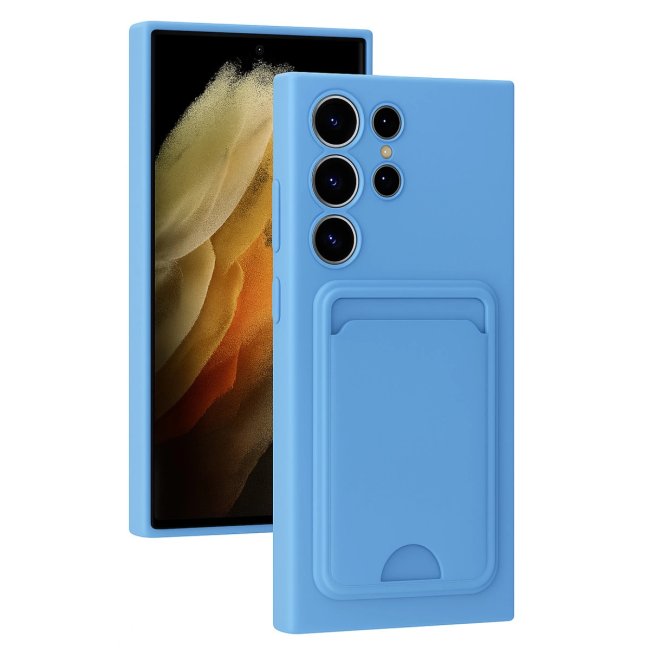 Samsung Galaxy S24 Ultra Kılıf Kelvin Kartvizitli Silikon - Mavi