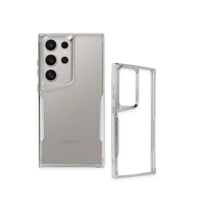 Samsung Galaxy S24 Ultra Kılıf Boyi Silikon Kapak - Gümüş
