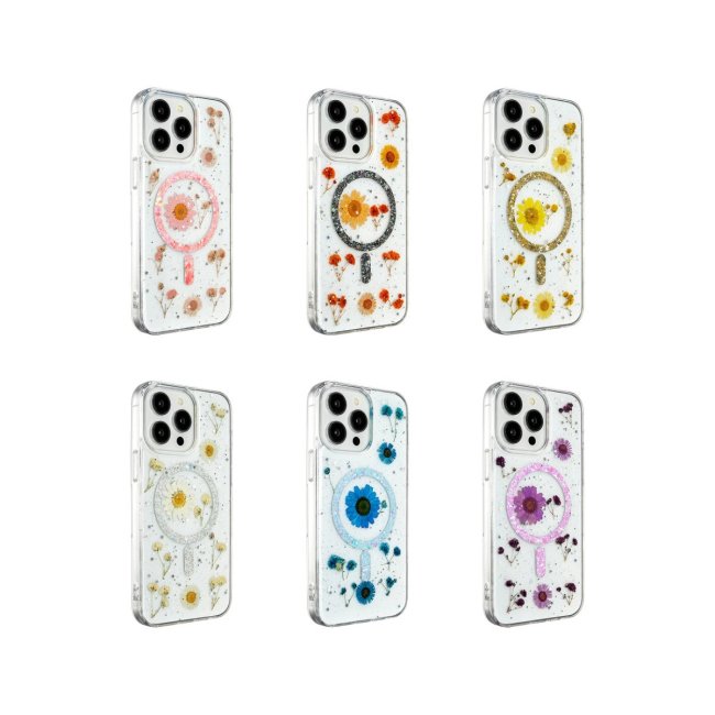 İphone 14 Pro Kılıf Daisy Simli Magsafe Kapak - Pembe