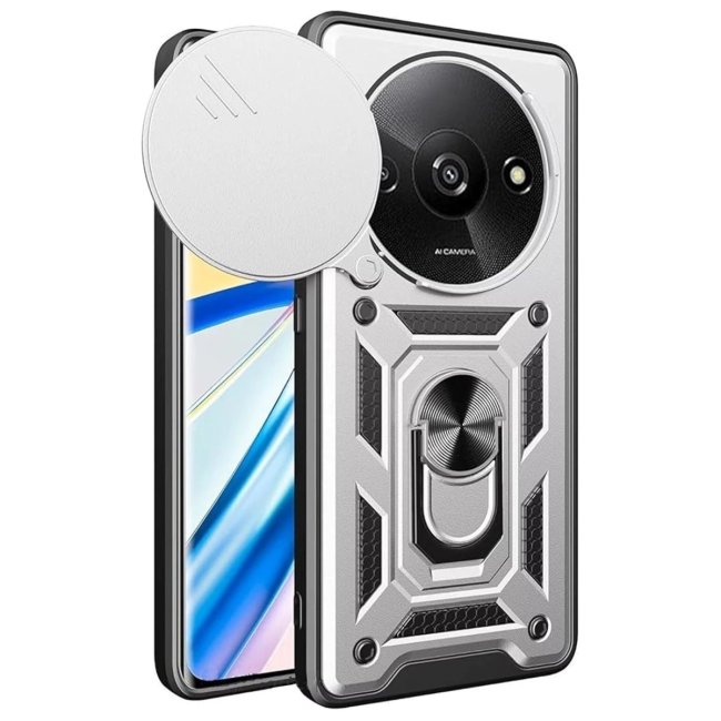 Xiaomi Redmi A3 4g Kılıf Pars Lens Yüzüklü Silikon - Gümüş