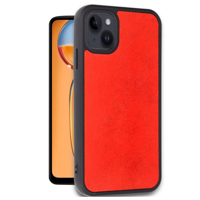 İphone 14 Kılıf Aras Deri Kapak - Kırmızı