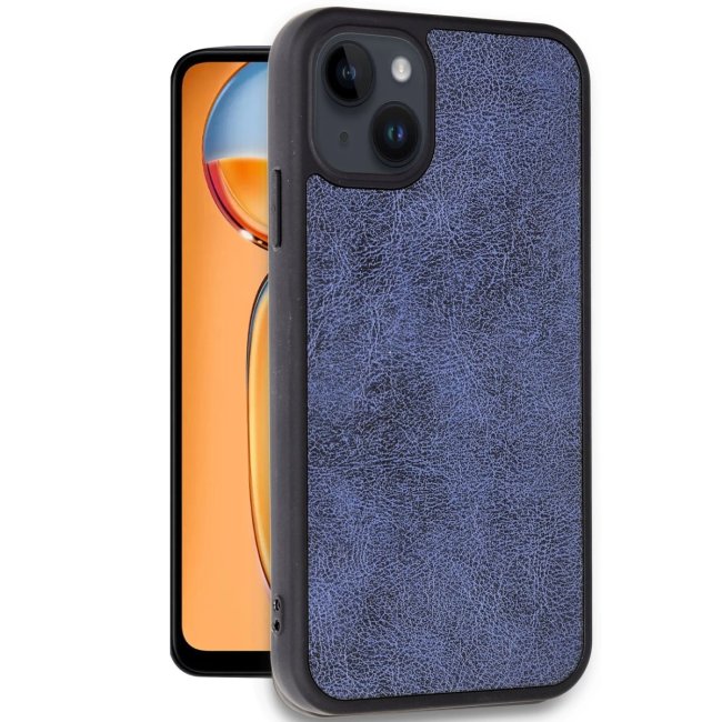 İphone 14 Kılıf Aras Deri Kapak - Lacivert