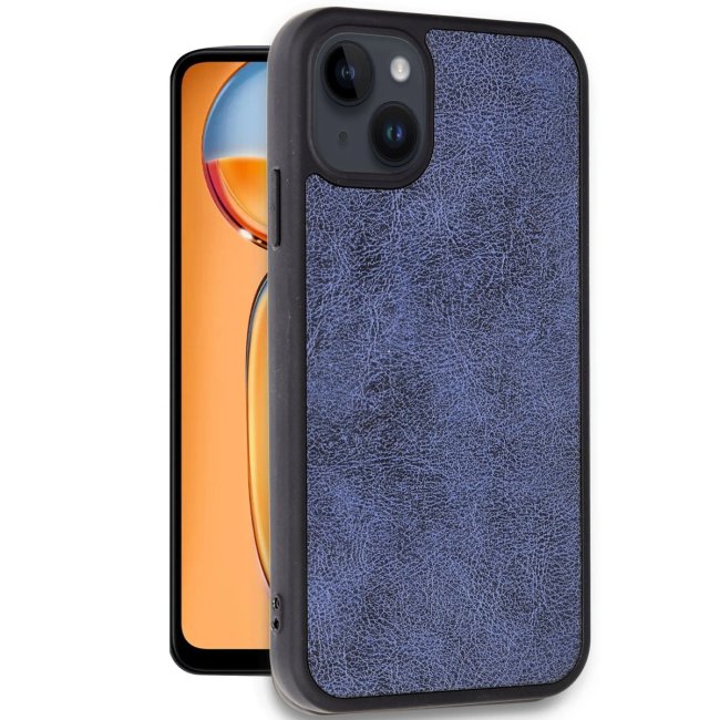 İphone 15 Kılıf Aras Deri Kapak - Lacivert