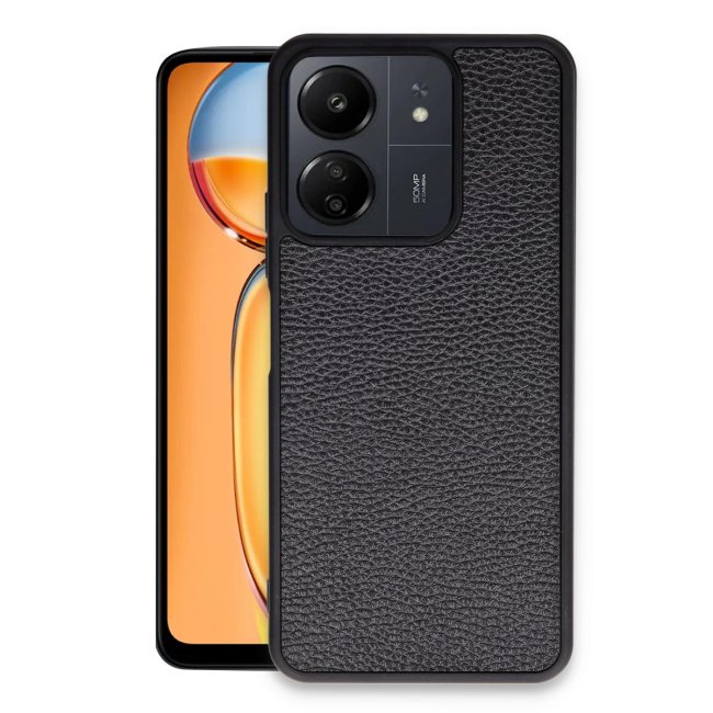 Xiaomi Redmi 13c Kılıf Aras Deri Kapak - Siyah
