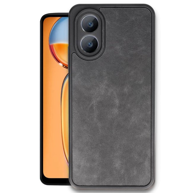 Oppo A38 Kılıf Aras Deri Kapak - Siyah