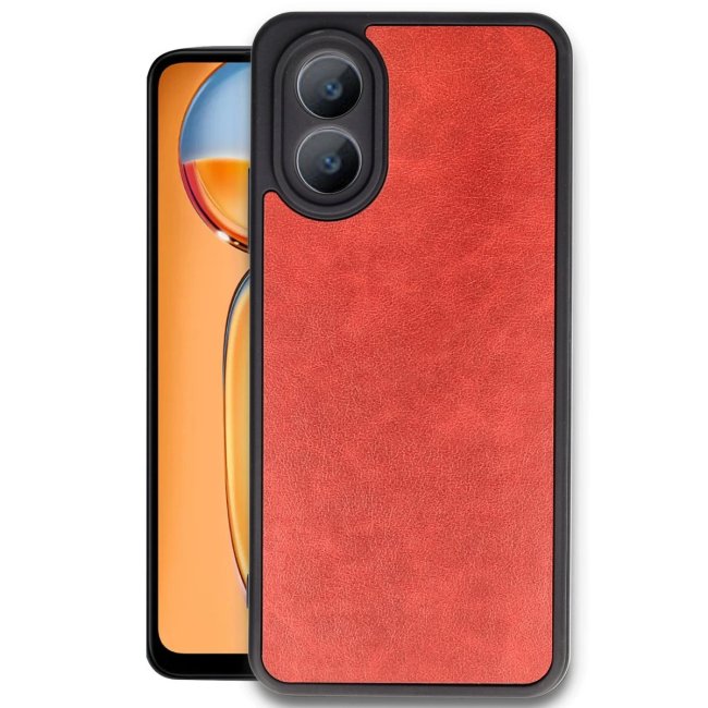 Oppo A38 Kılıf Aras Deri Kapak - Kırmızı