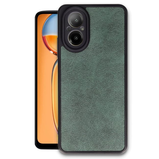 Realme 12 Lite Kılıf Aras Deri Kapak - Koyu Yeşil
