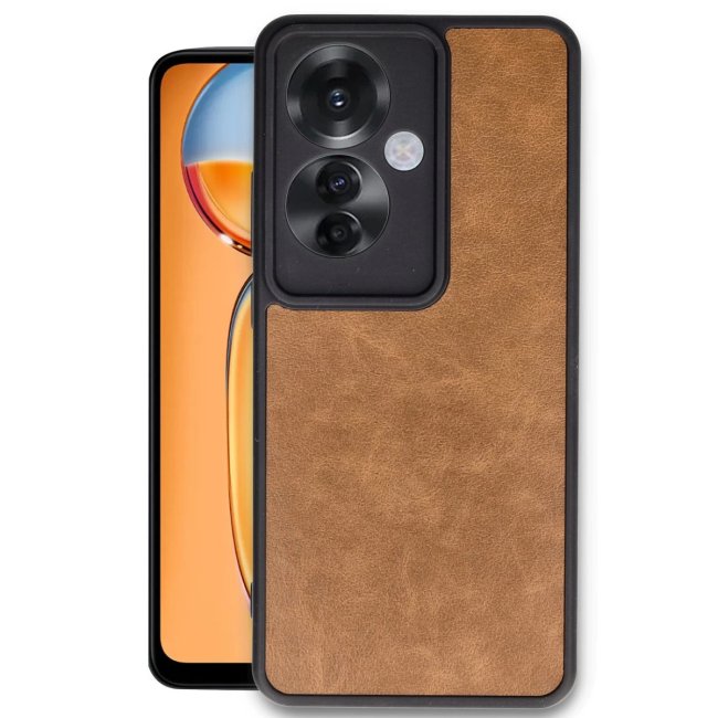 Oppo Reno 11f Kılıf Aras Deri Kapak - Taba