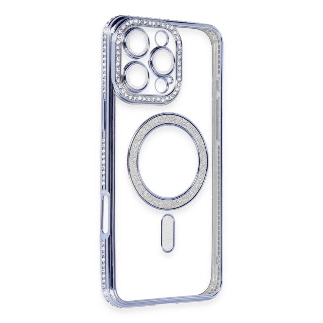 İphone 16 Pro Max Kılıf Joke Simli Magneticsafe Kılıf - Mavi