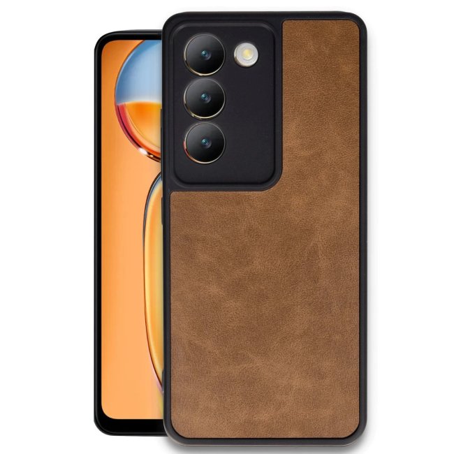 Vivo V30 Lite 4g Kılıf Aras Deri Kapak - Taba