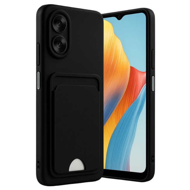 Oppo A38 Kılıf Kelvin Kartvizitli Silikon - Siyah