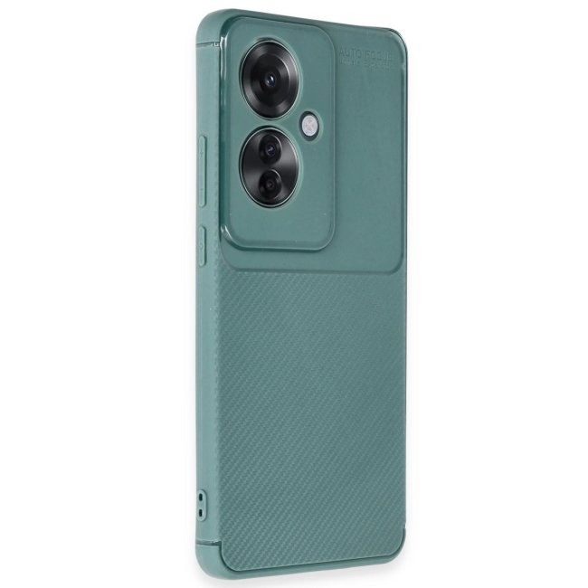 Oppo Reno 11f Kılıf Auto Focus Karbon Kapak - Koyu Yeşil