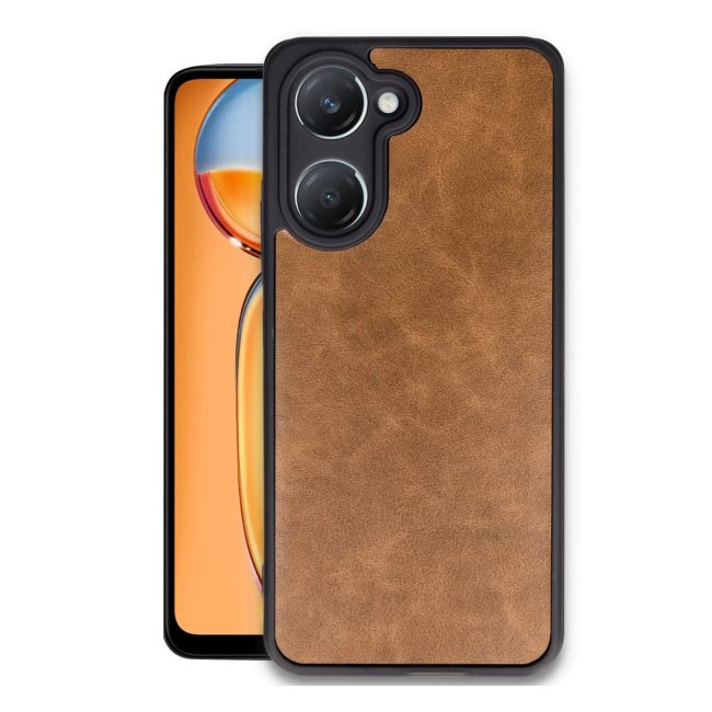 Vivo Y18 Kılıf Aras Deri Kapak - Taba