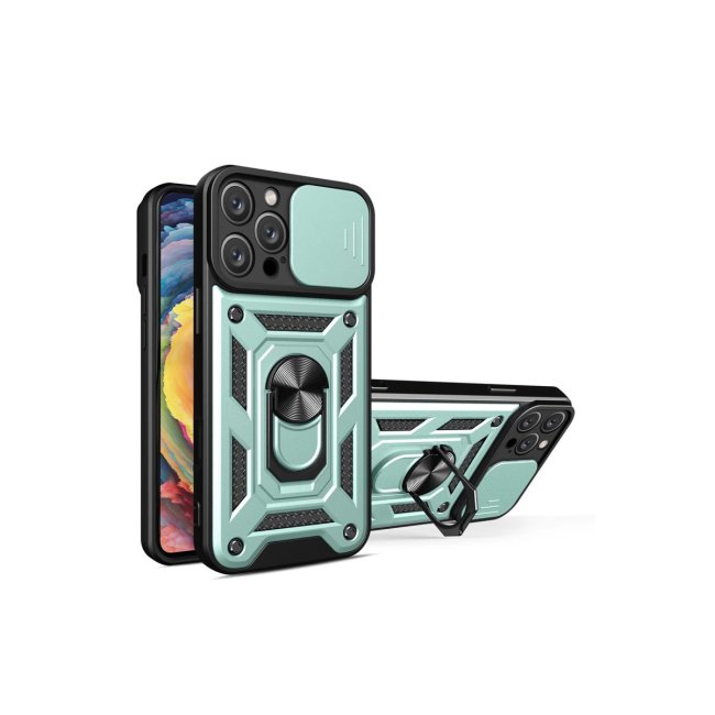 İphone 16 Pro Kılıf Pars Lens Yüzüklü Silikon - Yeşil