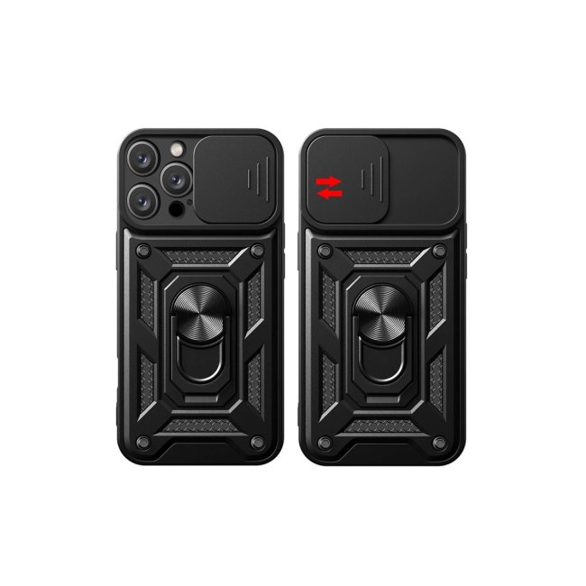 İphone 16 Pro Max Kılıf Pars Lens Yüzüklü Silikon - Siyah